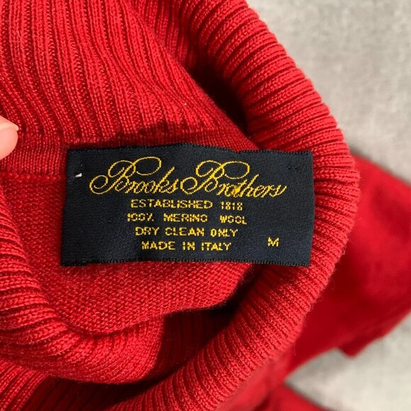 Brooks Brothers Sweater Women's Medium Red Turtle Neck Long Sleeve Merino Wool - Picture 3 of 6